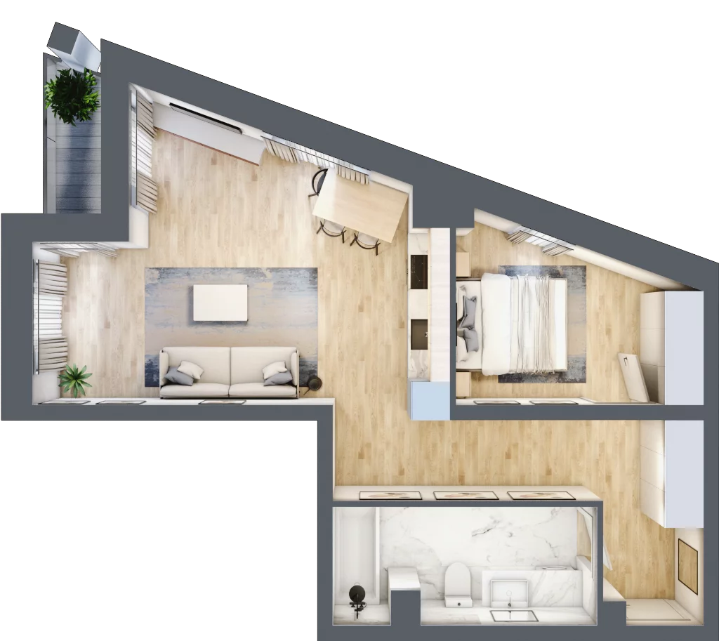 2 pokoje, mieszkanie 50,81 m², piętro 2, oferta nr M14, Pańska Park, Rzeszów, Przybyszówka, ul. Pańska
