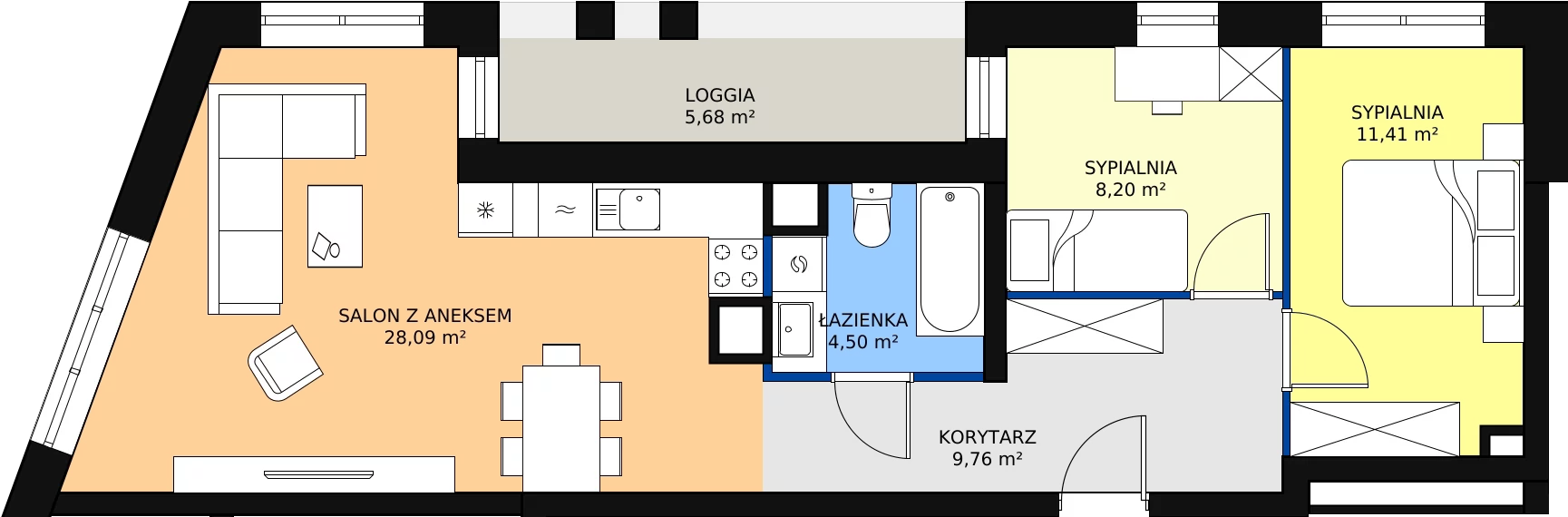 Zalety mieszkania 61.96 m², M15