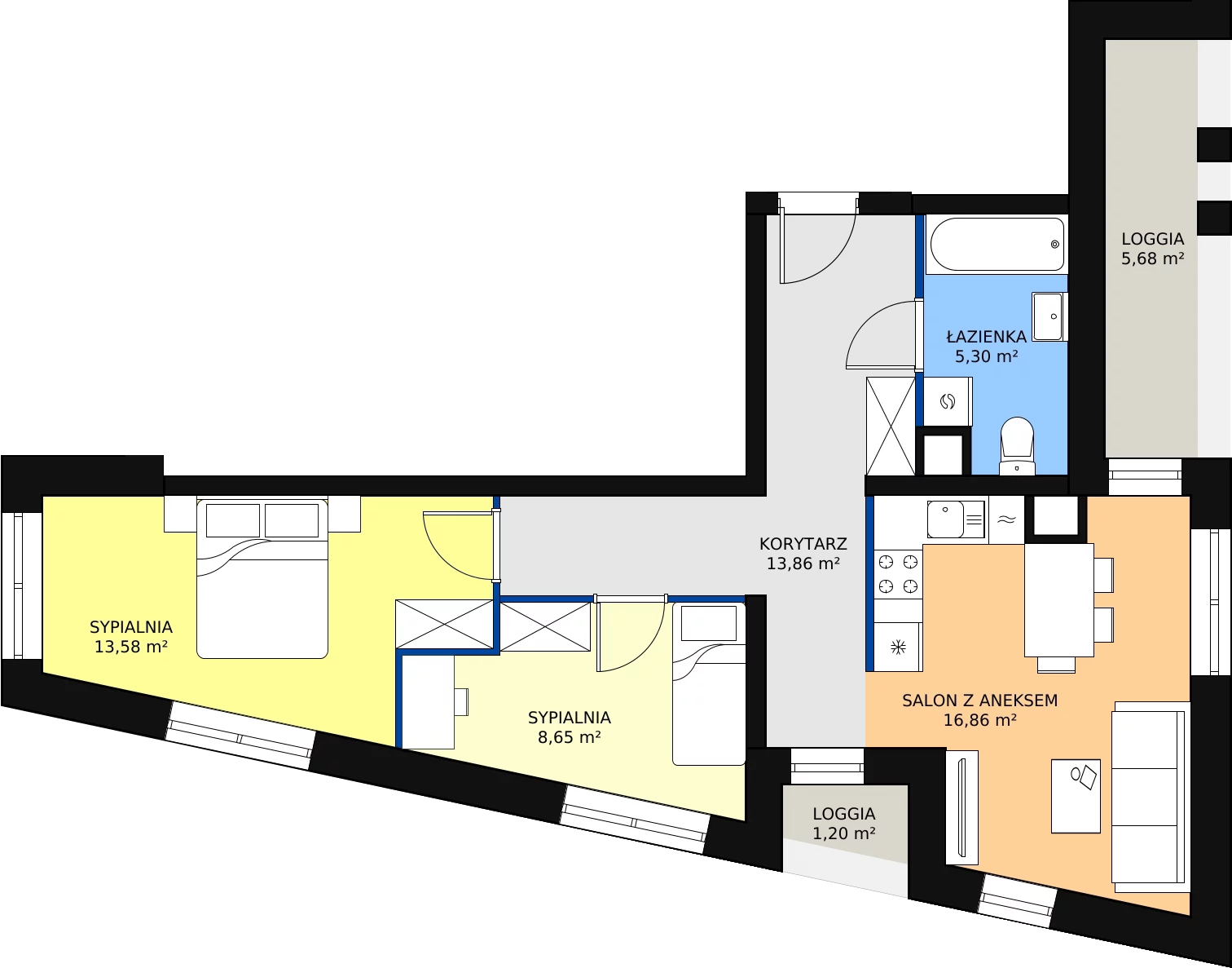 Zalety mieszkania 58.25 m², M16