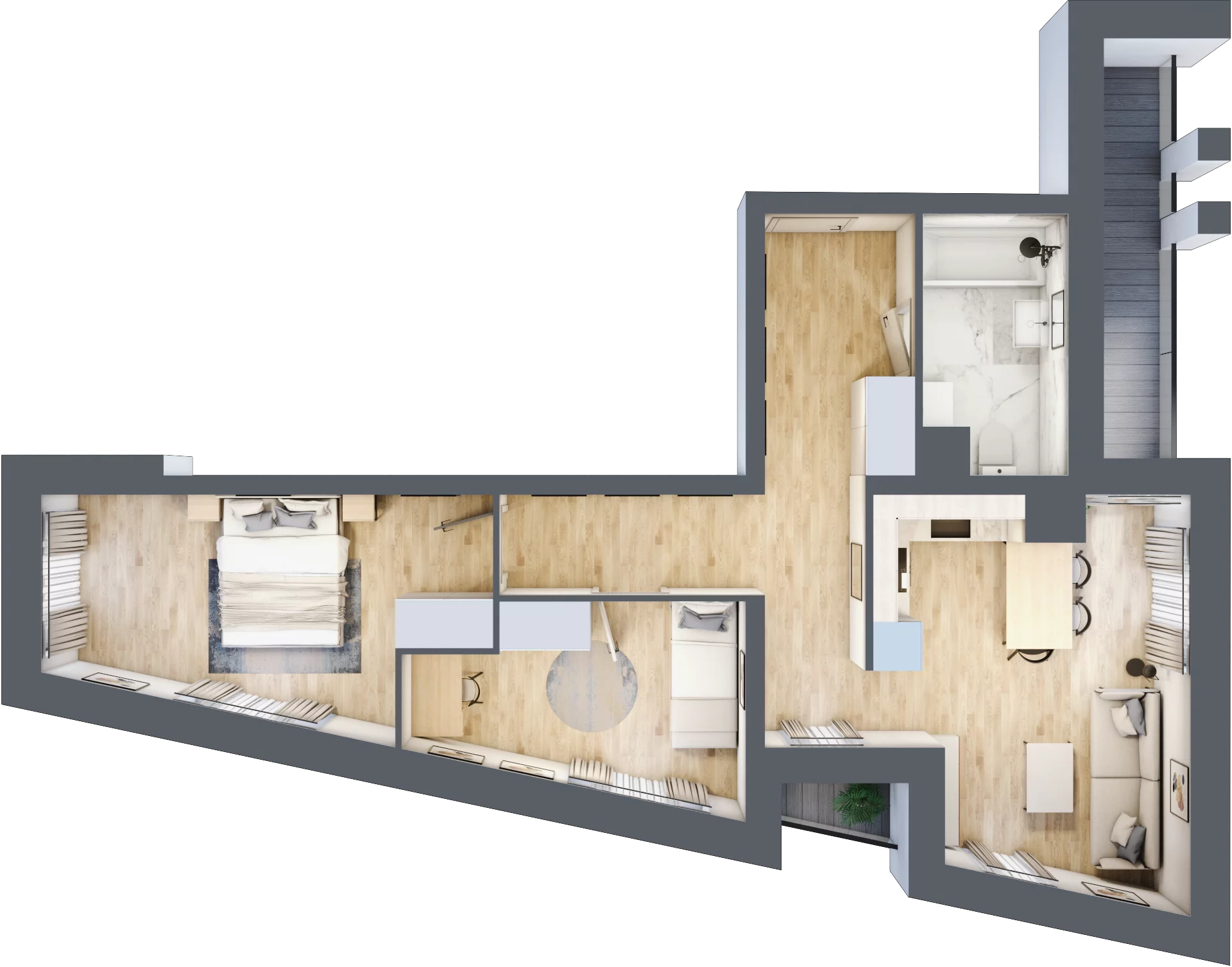 3 pokoje, mieszkanie 58,25 m², piętro 3, oferta nr M16, Pańska Park, Rzeszów, Przybyszówka, ul. Pańska