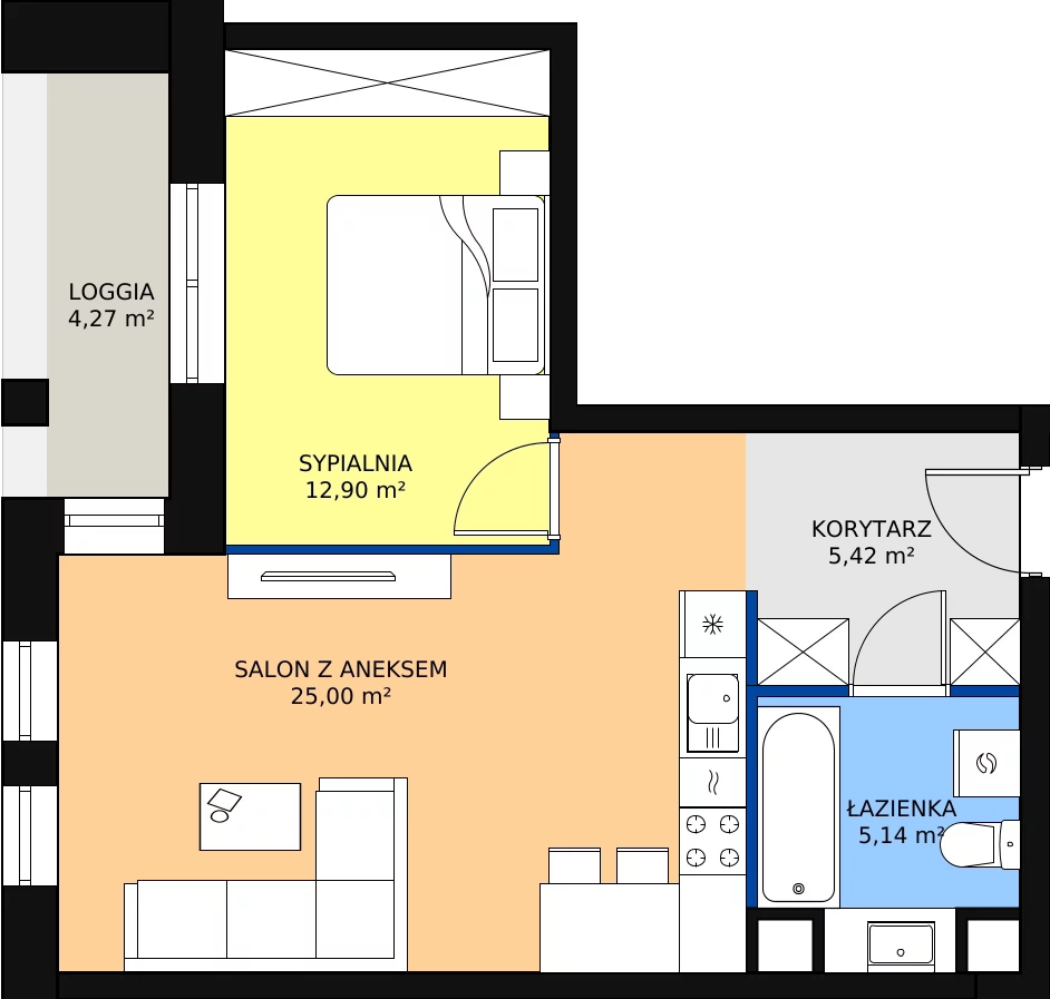 Zalety mieszkania 48.46 m², M21