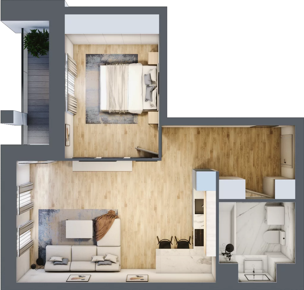 2 pokoje, mieszkanie 48,46 m², piętro 3, oferta nr M21, Pańska Park, Rzeszów, Przybyszówka, ul. Pańska