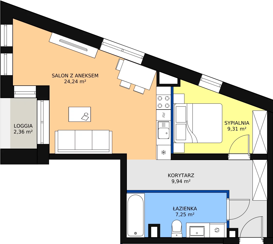Zalety mieszkania 50.74 m², M22