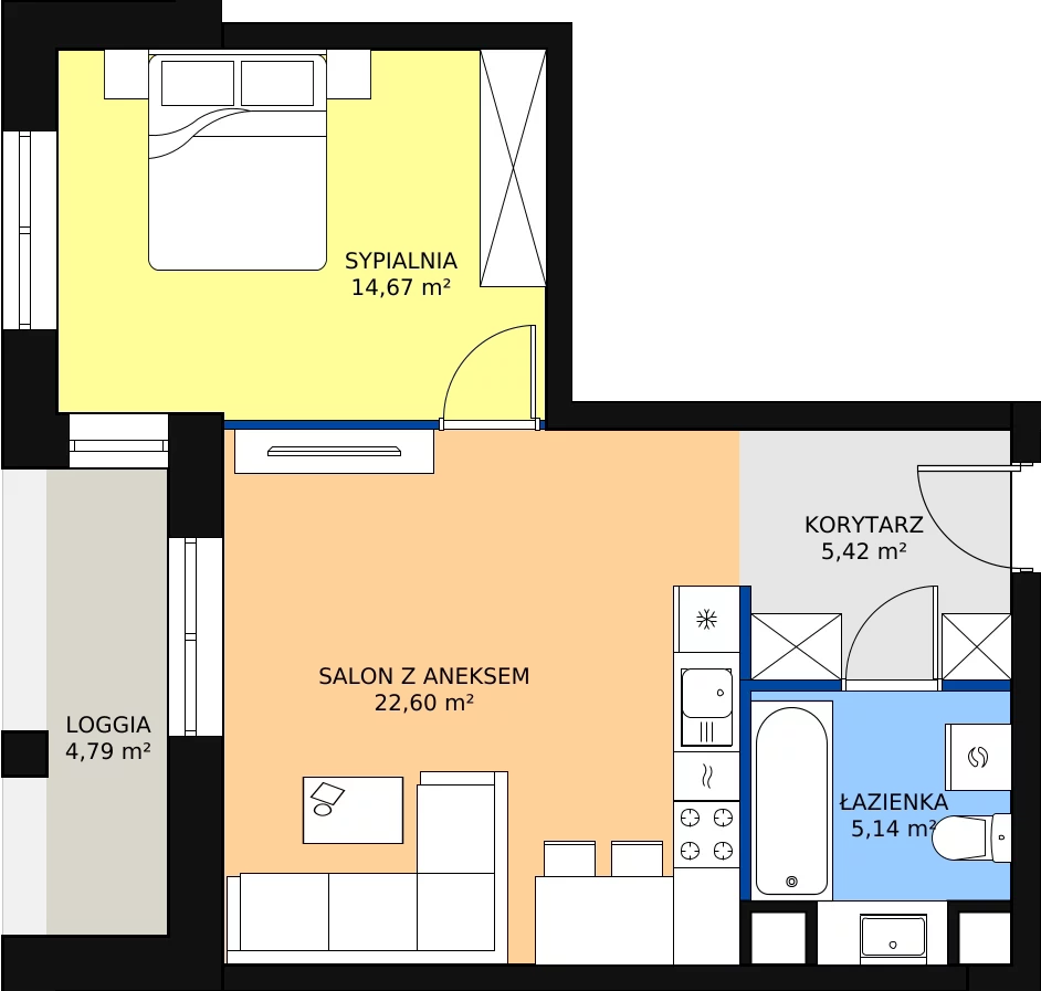 Zalety mieszkania 47.83 m², M29