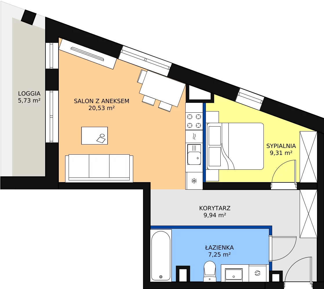 Zalety mieszkania 47.03 m², M30