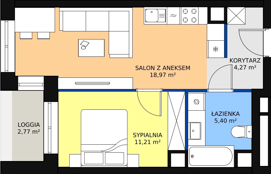 Zalety mieszkania 39.85 m², M34