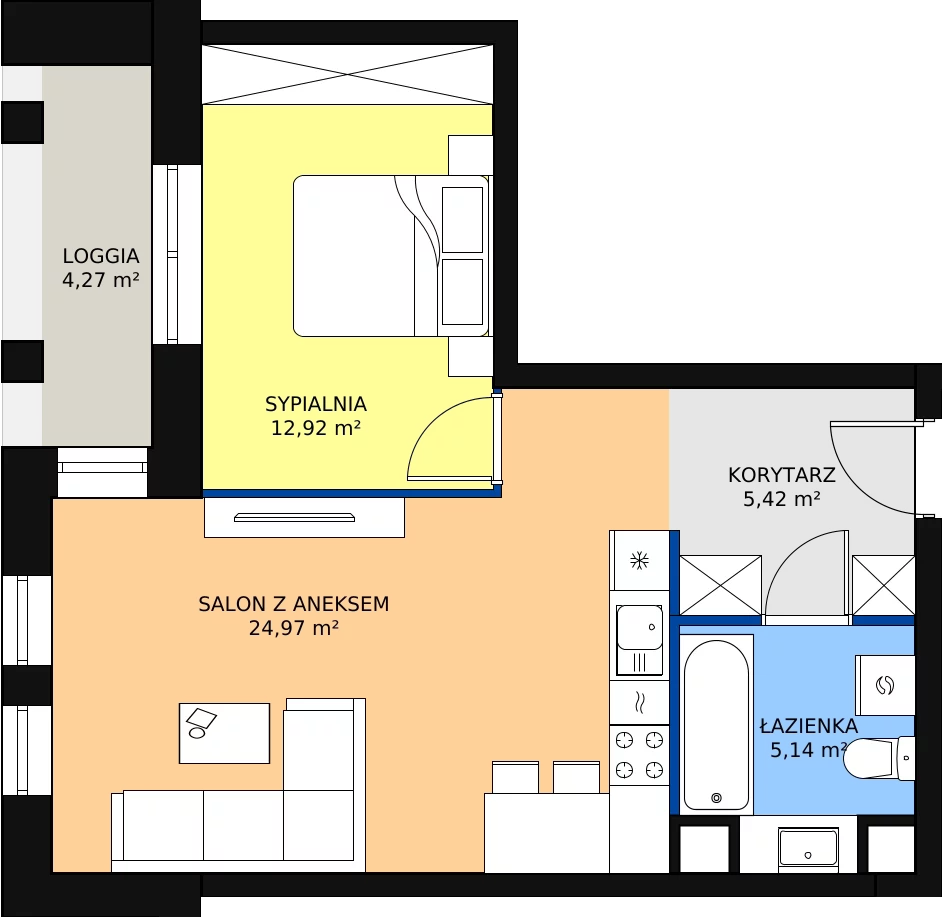 Zalety mieszkania 48.45 m², M37
