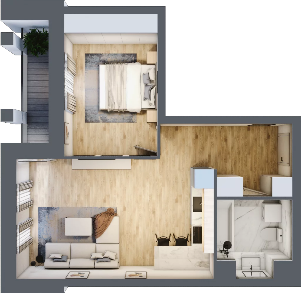 2 pokoje, mieszkanie 48,45 m², piętro 5, oferta nr M37, Pańska Park, Rzeszów, Przybyszówka, ul. Pańska