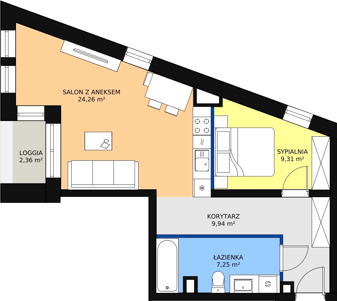 Zalety mieszkania 50.76 m², M38