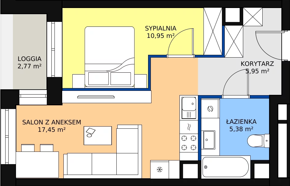 Zalety mieszkania 39.73 m², M42