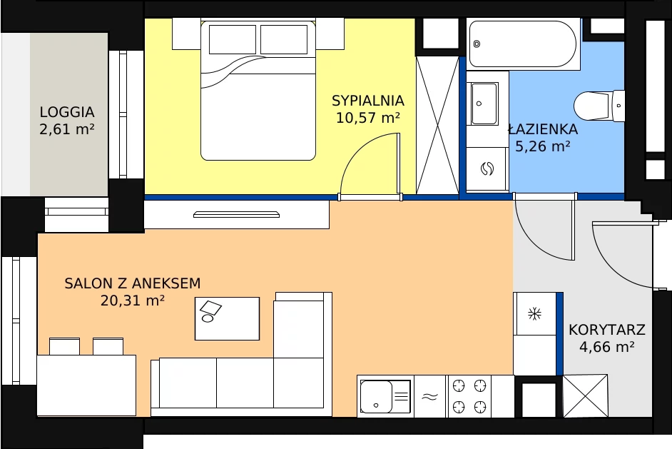 Zalety mieszkania 40.8 m², M43