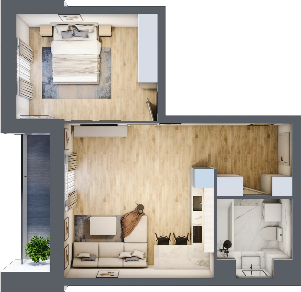 2 pokoje, mieszkanie 47,84 m², piętro 6, oferta nr M45, Pańska Park, Rzeszów, Przybyszówka, ul. Pańska