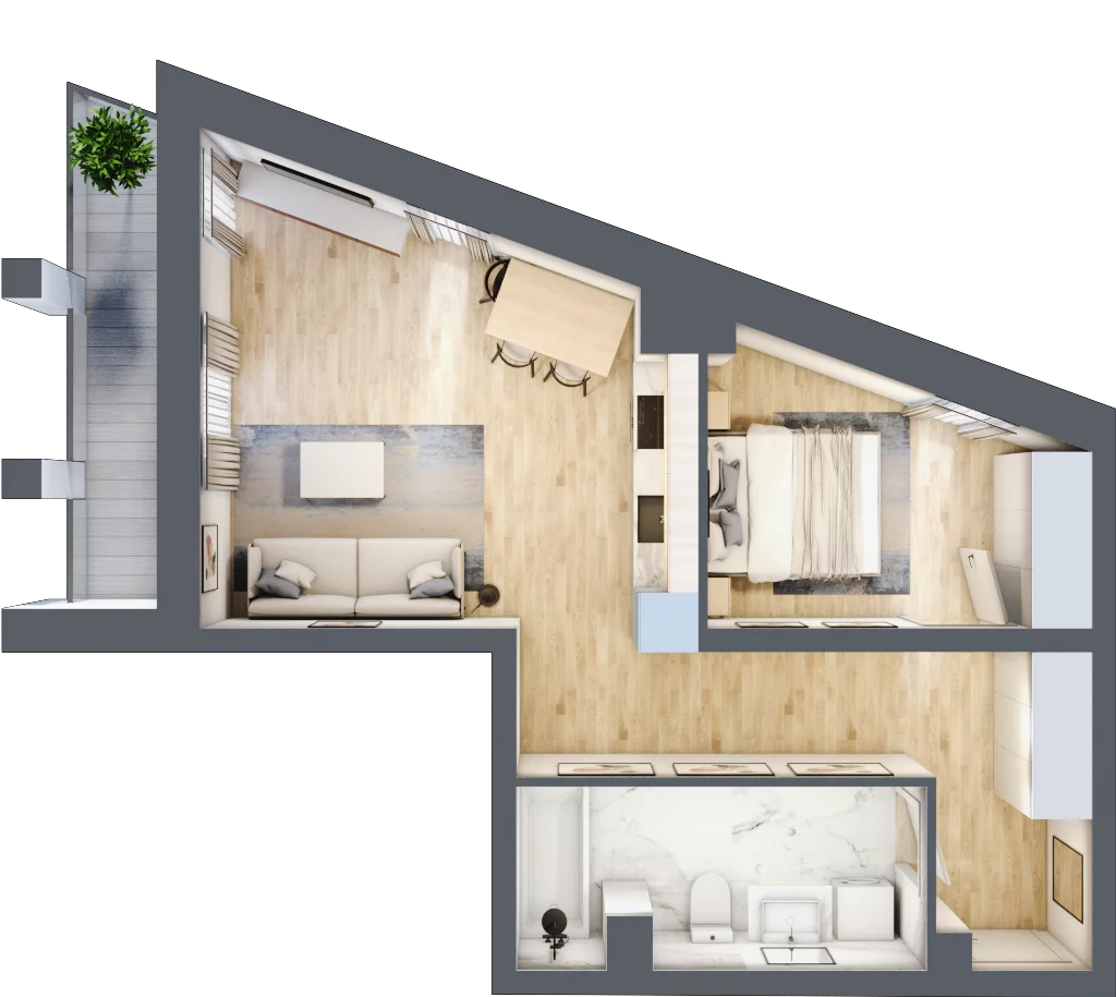 2 pokoje, mieszkanie 47,01 m², piętro 6, oferta nr M46, Pańska Park, Rzeszów, Przybyszówka, ul. Pańska