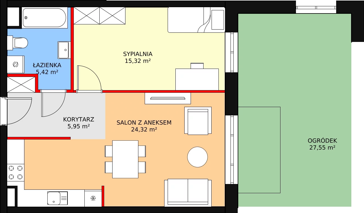 Mieszkanie 51,01 m², parter, oferta nr B-0-2, Rezydencja Góra Kalwaria, Góra Kalwaria, Moczydłów, ul. Długa