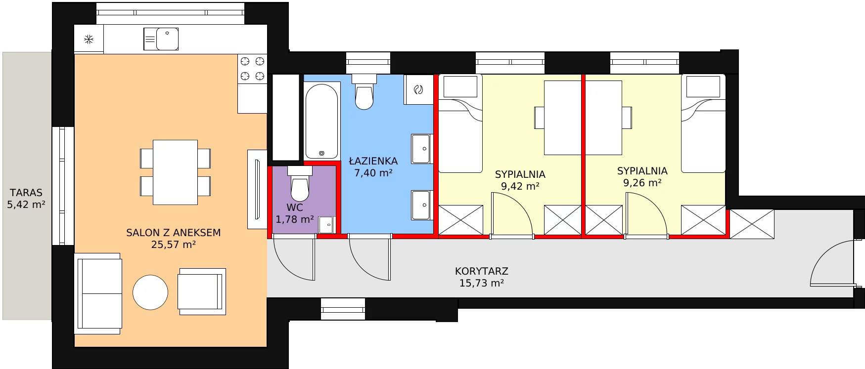 Mieszkanie 69,16 m², piętro 1, oferta nr B-1-18, Rezydencja Góra Kalwaria, Góra Kalwaria, Moczydłów, ul. Długa