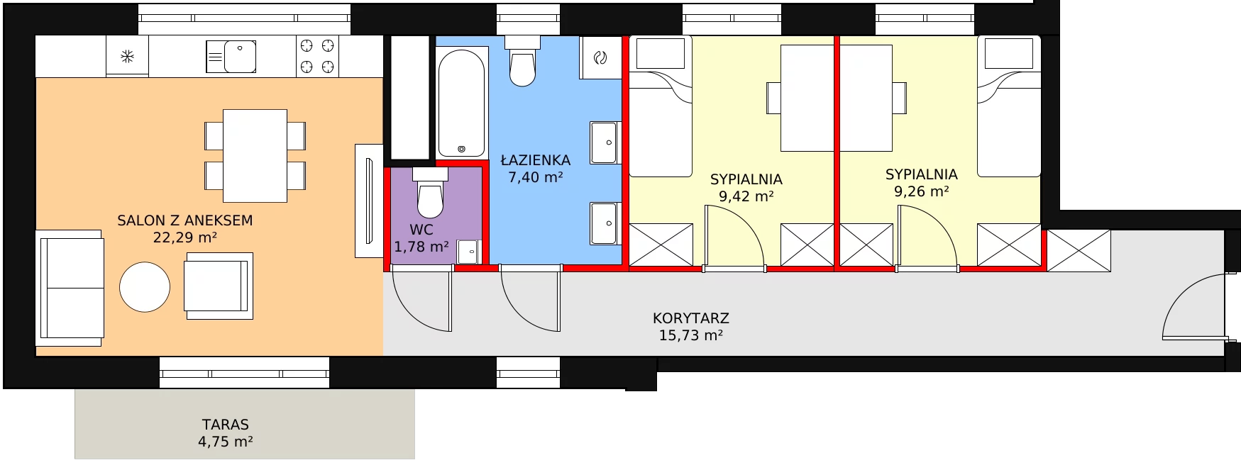 Mieszkanie 65,88 m², piętro 4, oferta nr B-4-43, Rezydencja Góra Kalwaria, Góra Kalwaria, Moczydłów, ul. Długa