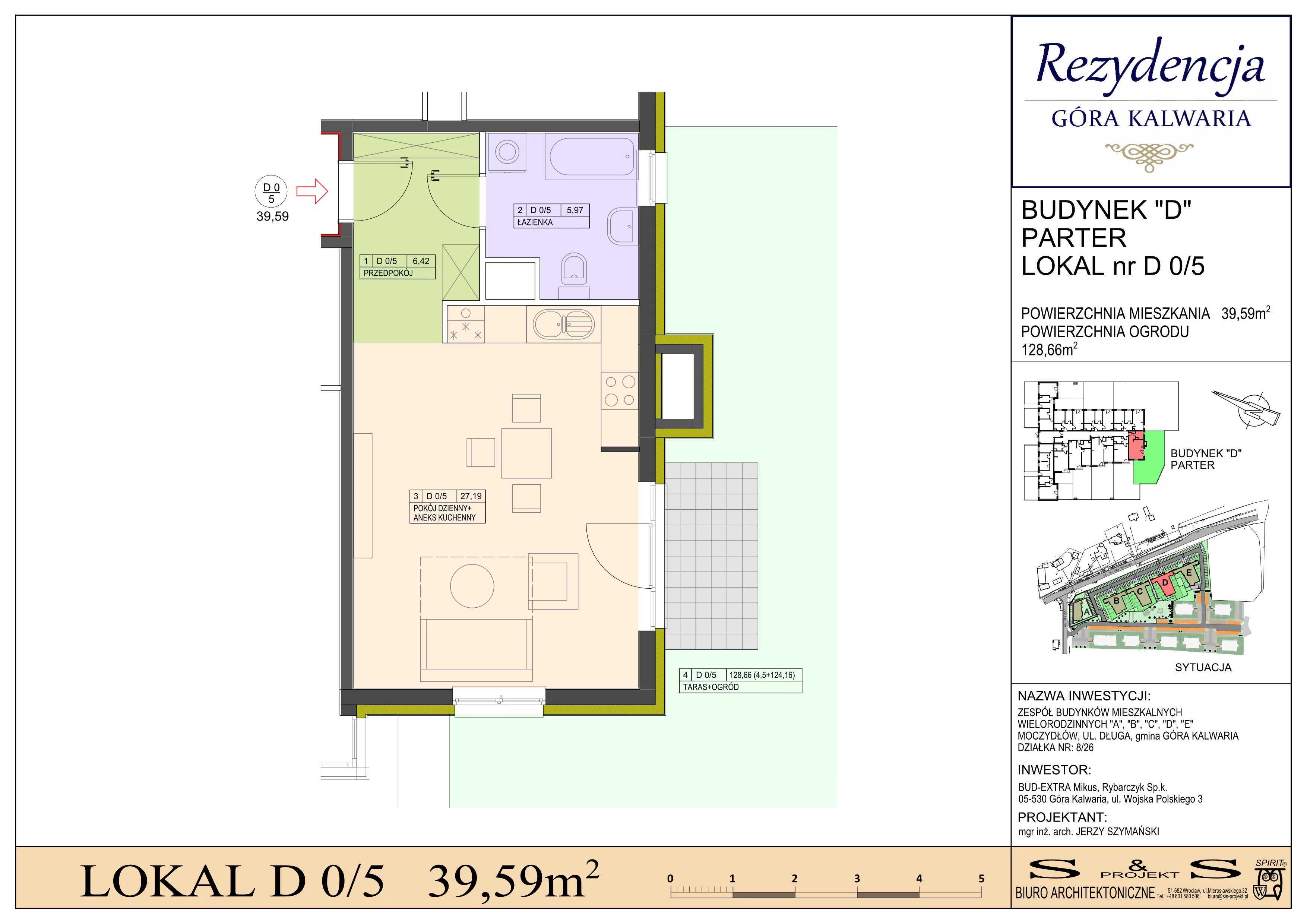 1 pokój, mieszkanie 39,59 m², parter, oferta nr 0/5, Rezydencja Góra Kalwaria Budynek D, Moczydłów, ul. Długa