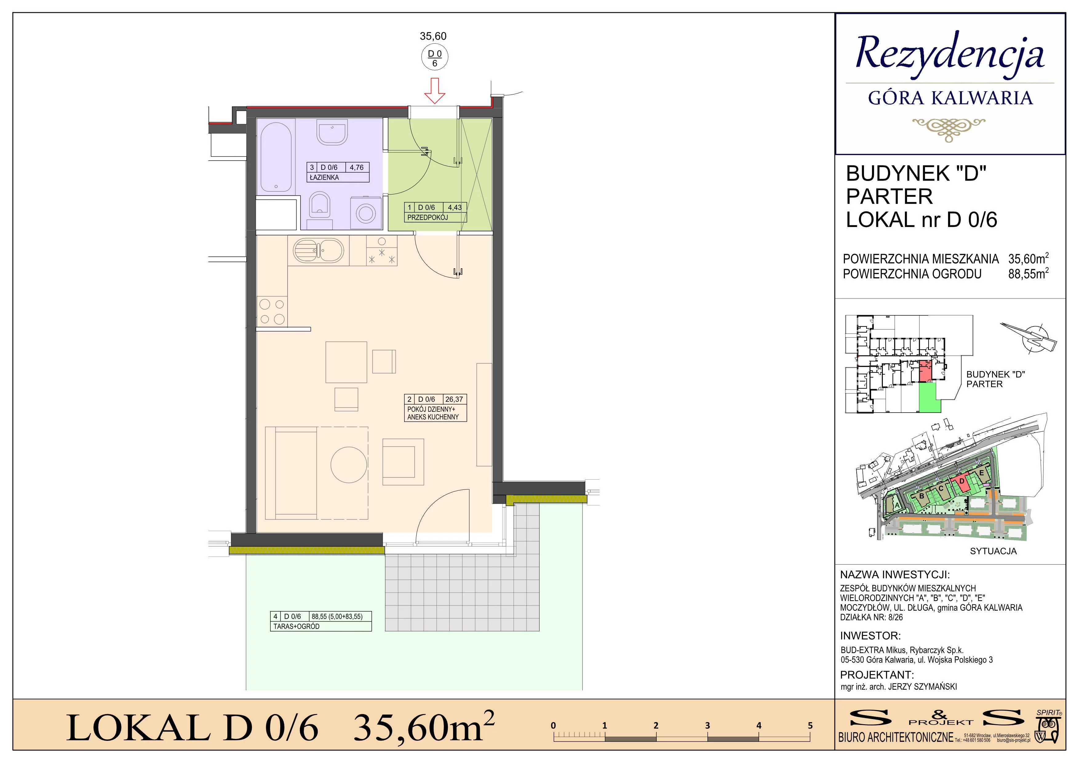 1 pokój, mieszkanie 35,60 m², parter, oferta nr 0/6, Rezydencja Góra Kalwaria Budynek D, Moczydłów, ul. Długa