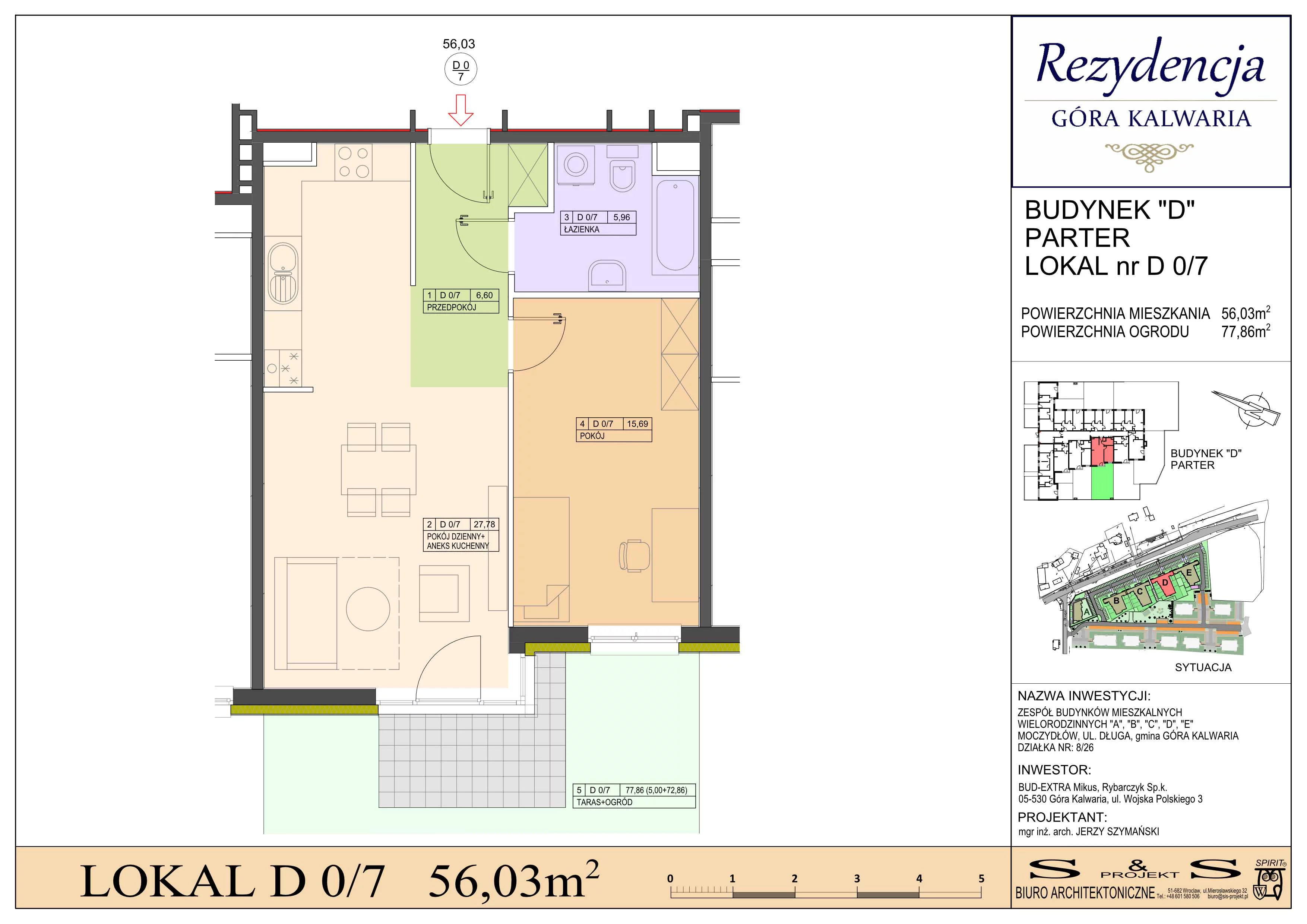 2 pokoje, mieszkanie 56,03 m², parter, oferta nr 0/7, Rezydencja Góra Kalwaria Budynek D, Moczydłów, ul. Długa