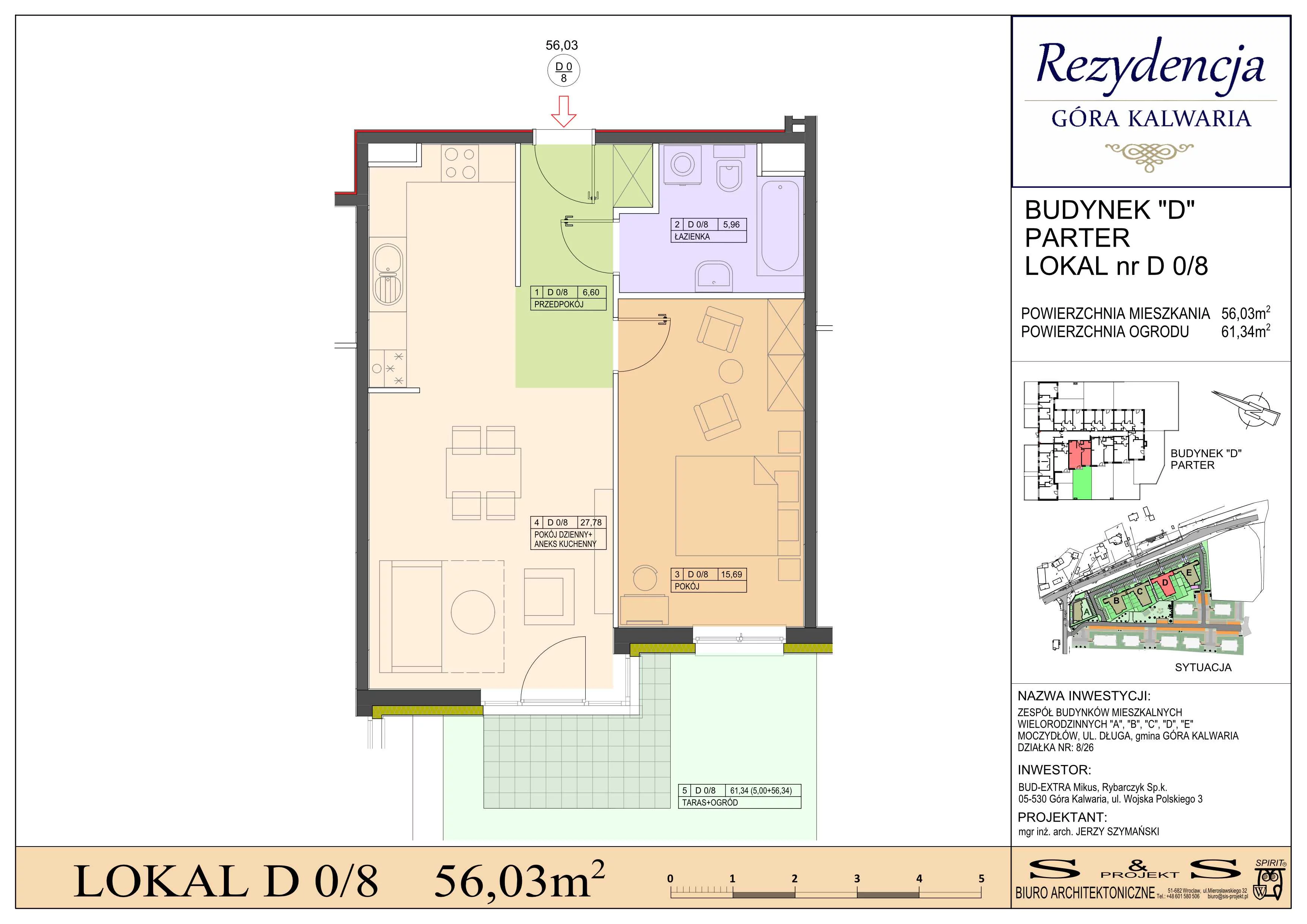 2 pokoje, mieszkanie 56,03 m², parter, oferta nr 0/8, Rezydencja Góra Kalwaria Budynek D, Moczydłów, ul. Długa