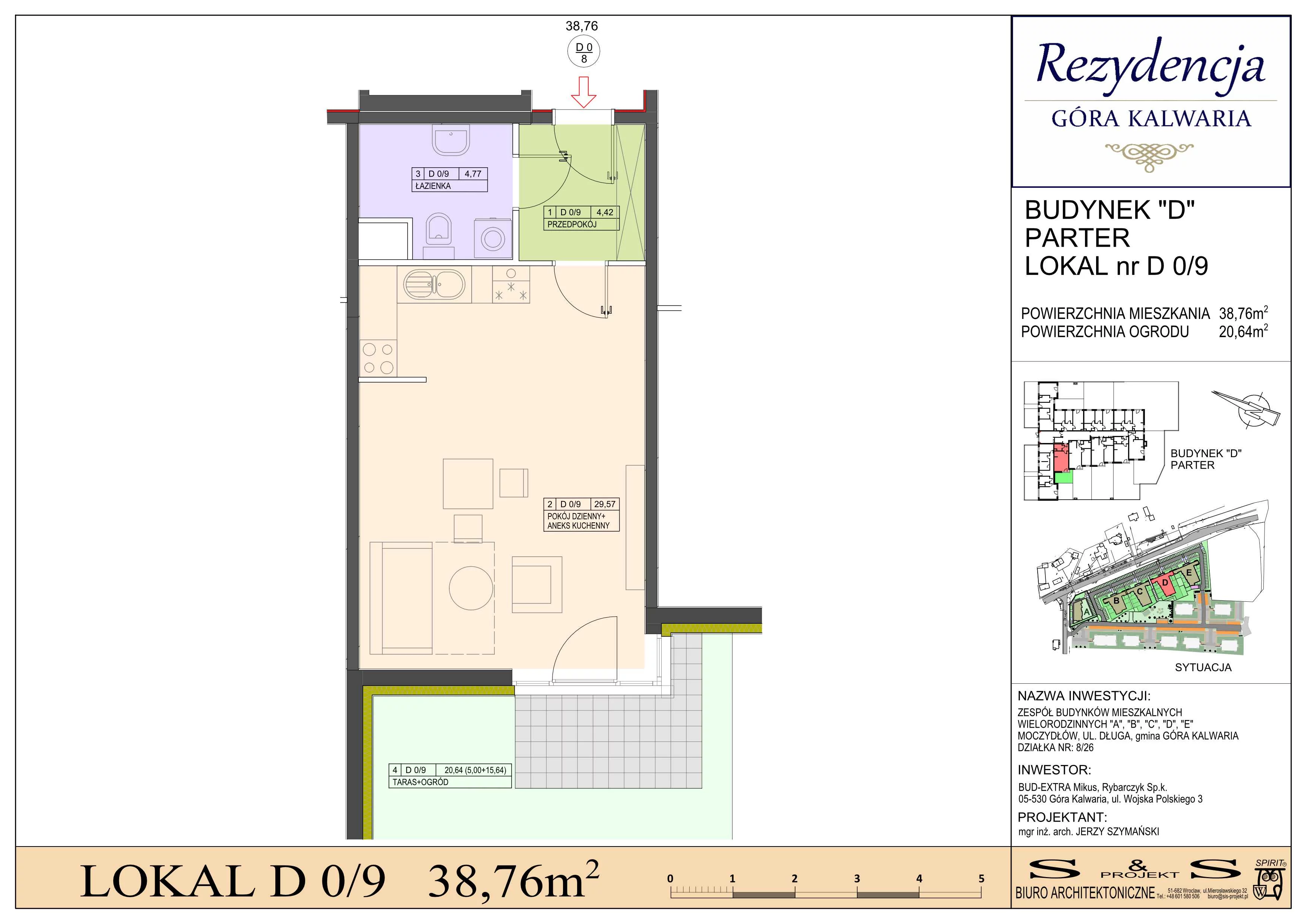 1 pokój, mieszkanie 38,76 m², parter, oferta nr 0/9, Rezydencja Góra Kalwaria Budynek D, Moczydłów, ul. Długa