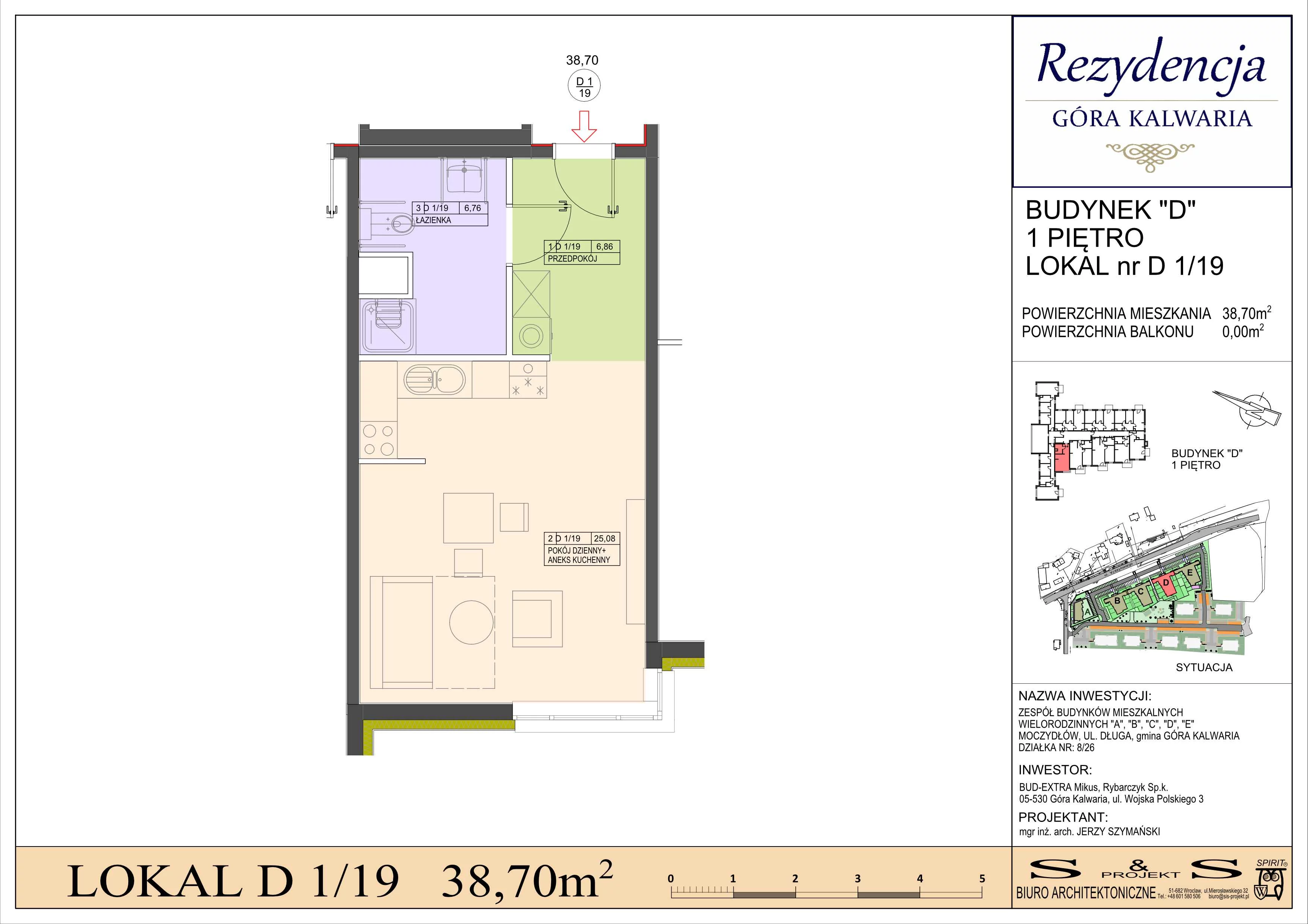 1 pokój, mieszkanie 38,70 m², piętro 1, oferta nr 1/19, Rezydencja Góra Kalwaria Budynek D, Moczydłów, ul. Długa