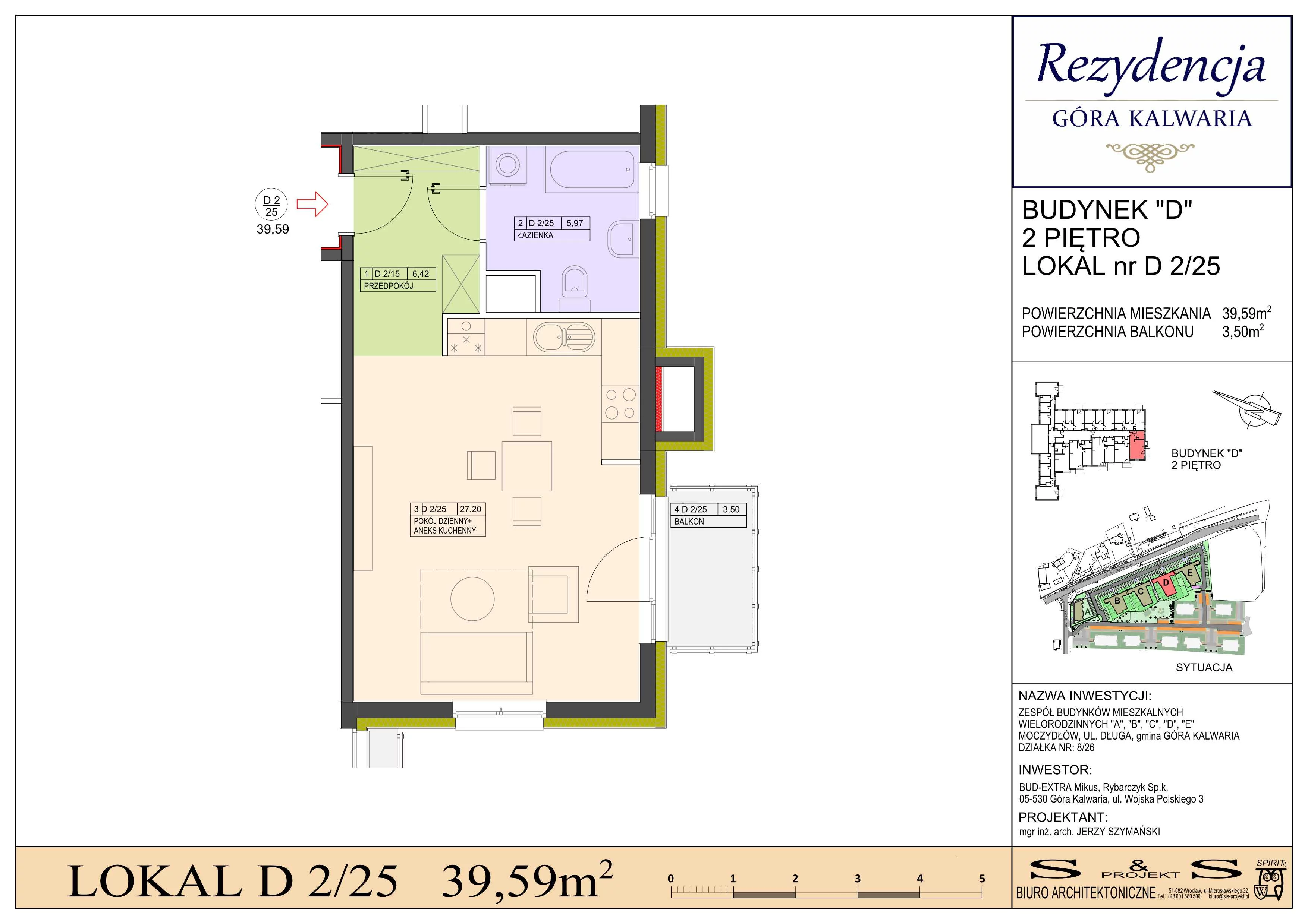 1 pokój, mieszkanie 39,59 m², piętro 2, oferta nr 2/25, Rezydencja Góra Kalwaria Budynek D, Moczydłów, ul. Długa