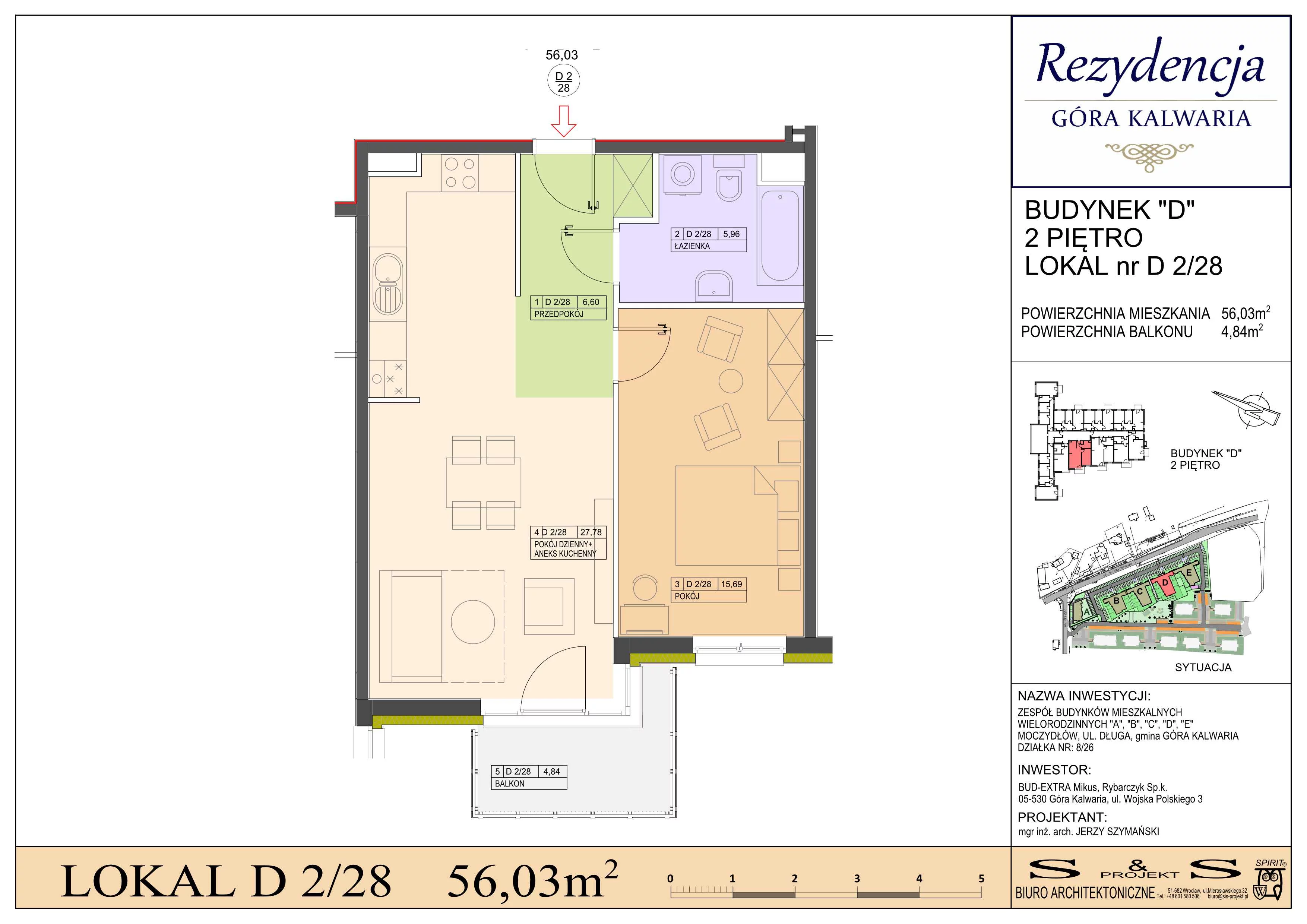 2 pokoje, mieszkanie 56,03 m², piętro 2, oferta nr 2/28, Rezydencja Góra Kalwaria Budynek D, Moczydłów, ul. Długa