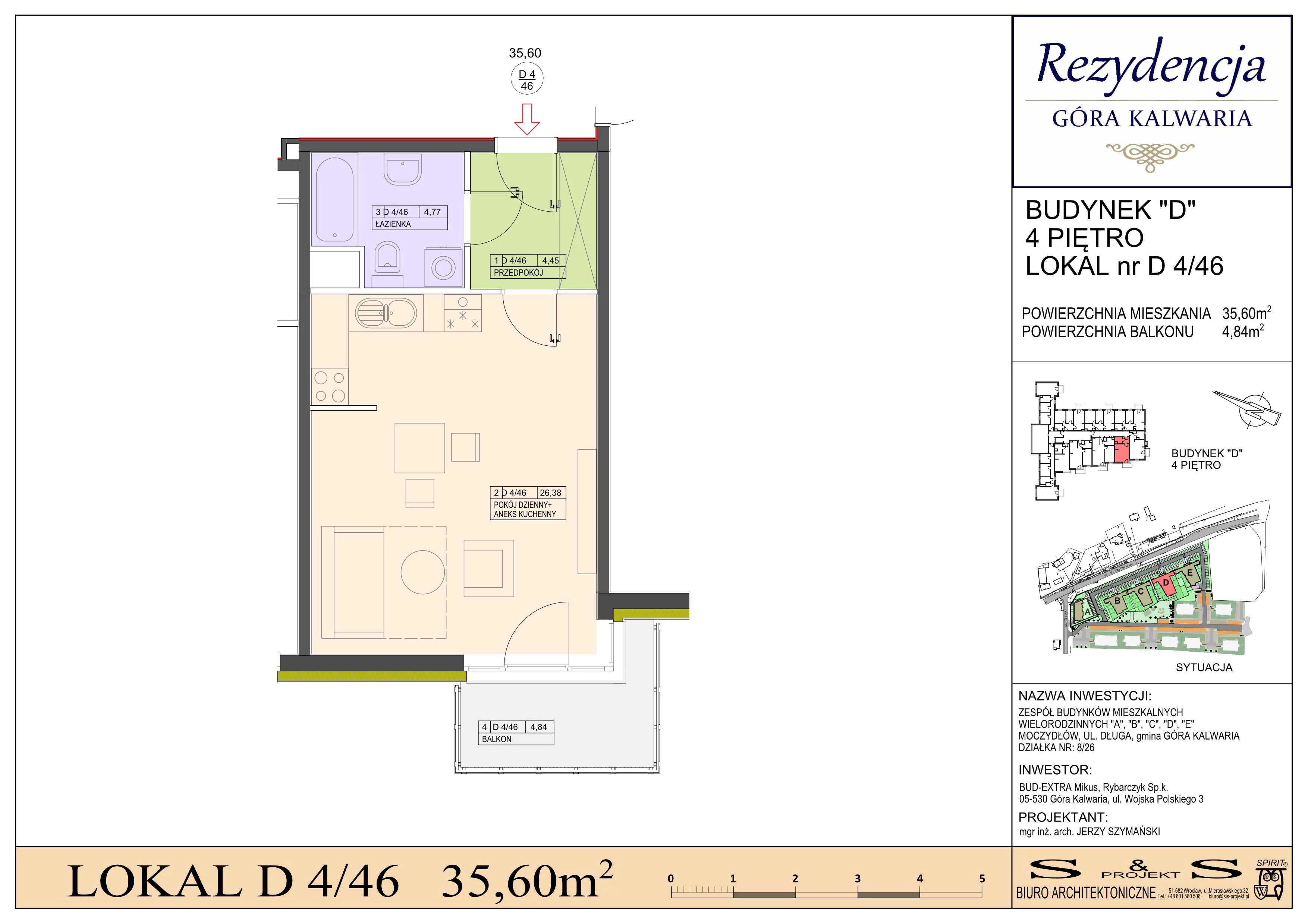 1 pokój, mieszkanie 39,59 m², piętro 4, oferta nr 4/45, Rezydencja Góra Kalwaria Budynek D, Moczydłów, ul. Długa