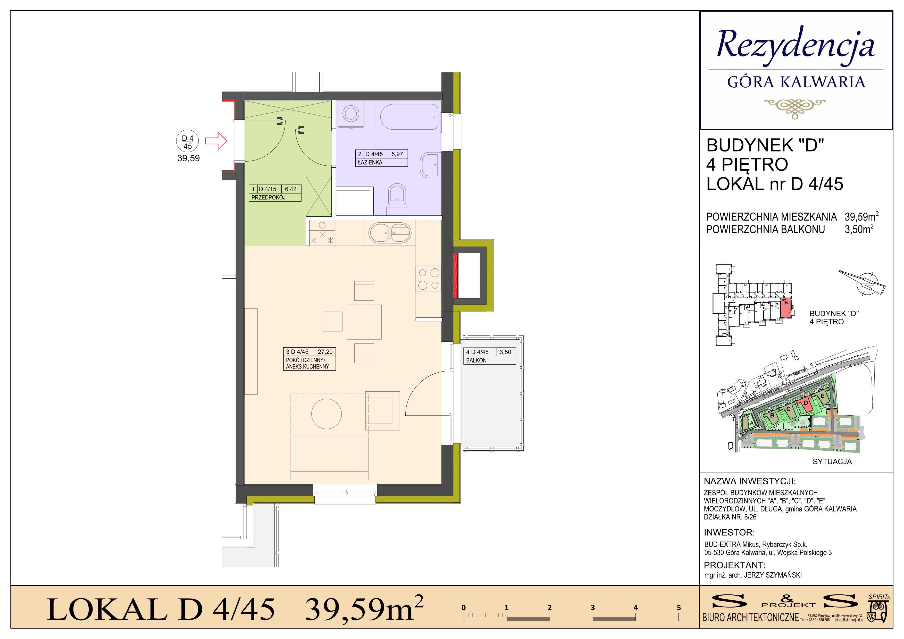 1 pokój, mieszkanie 35,60 m², piętro 4, oferta nr 4/46, Rezydencja Góra Kalwaria Budynek D, Moczydłów, ul. Długa