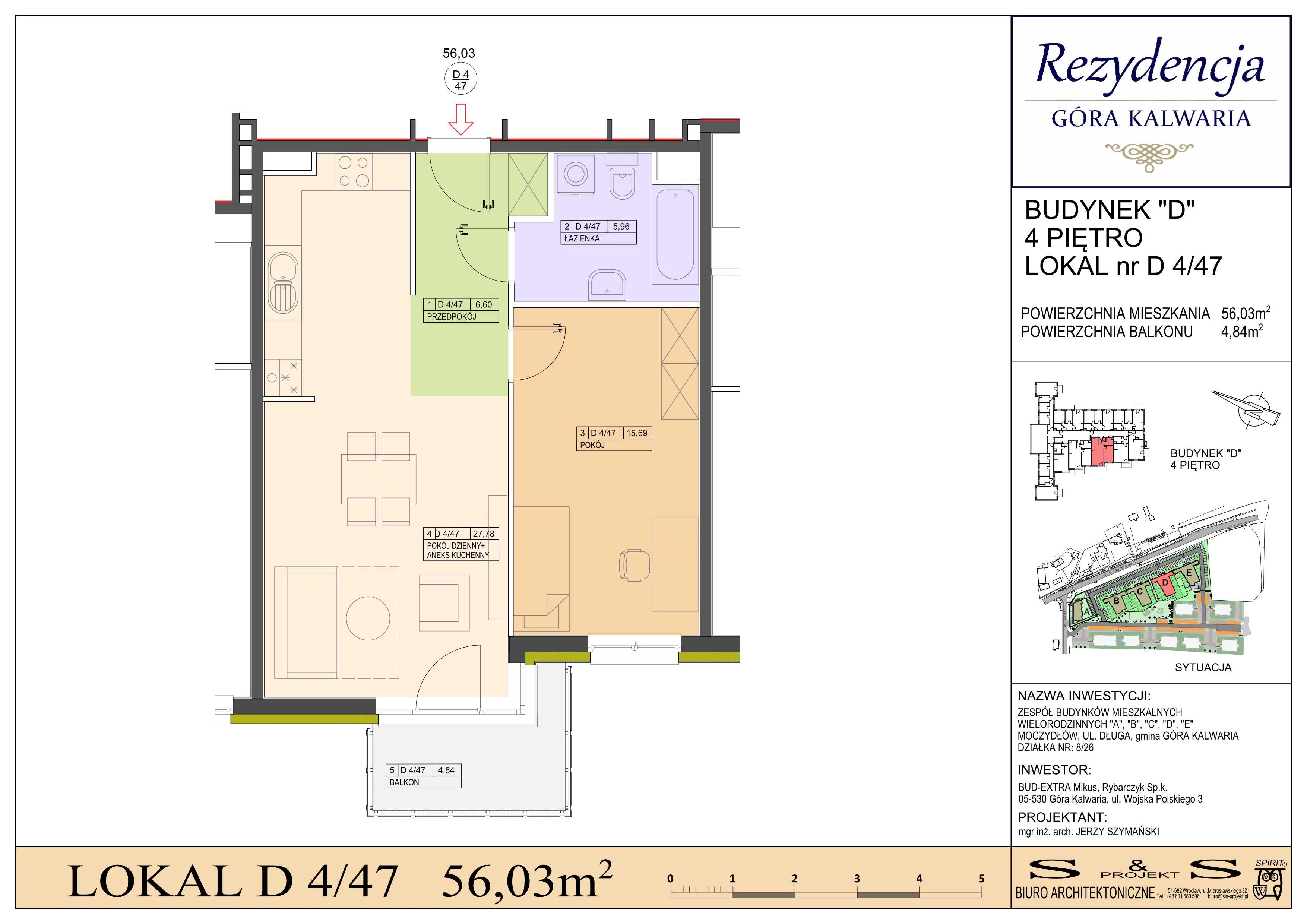 2 pokoje, mieszkanie 56,03 m², piętro 4, oferta nr 4/47, Rezydencja Góra Kalwaria Budynek D, Moczydłów, ul. Długa