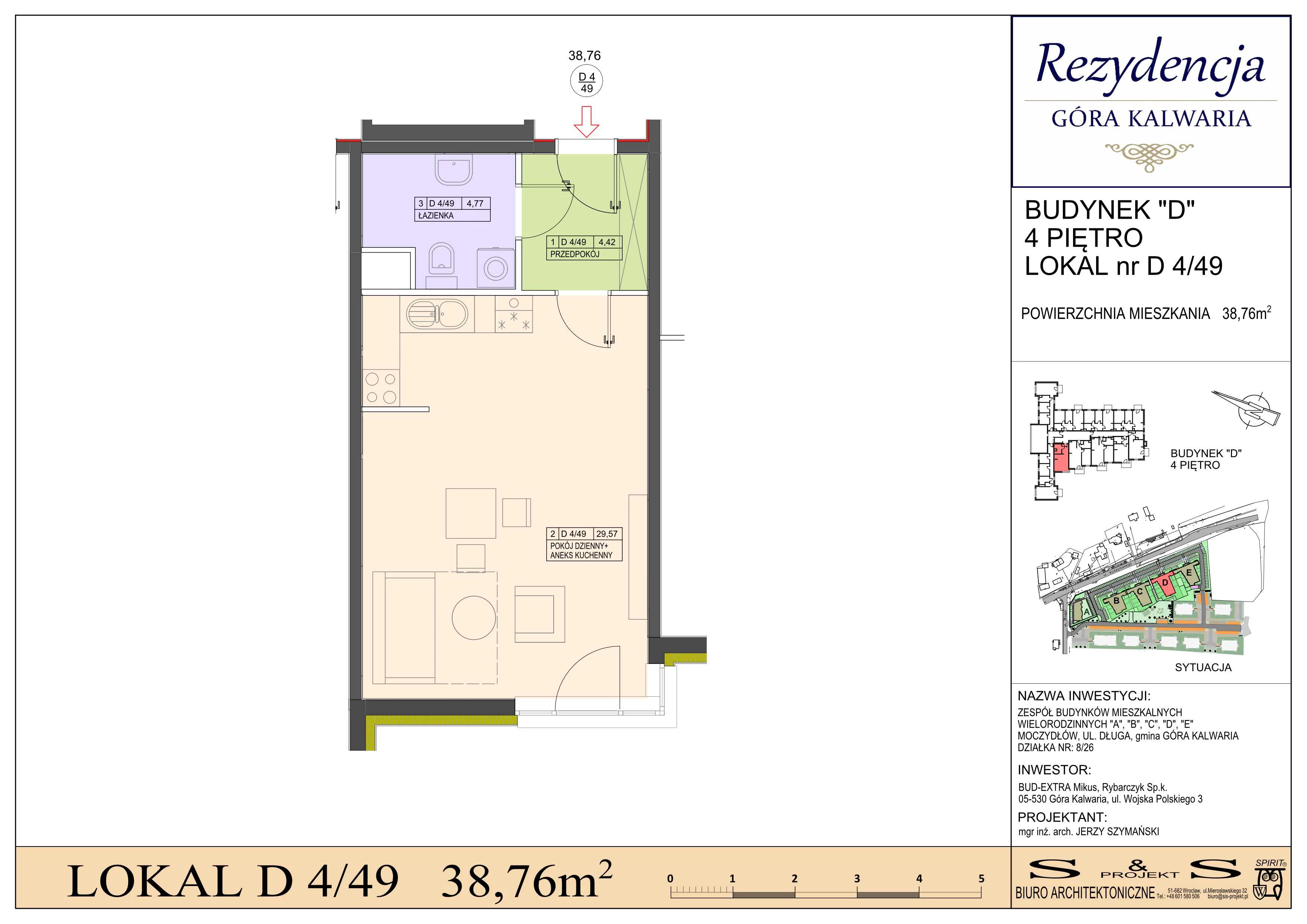 1 pokój, mieszkanie 38,76 m², piętro 4, oferta nr 4/49, Rezydencja Góra Kalwaria Budynek D, Moczydłów, ul. Długa