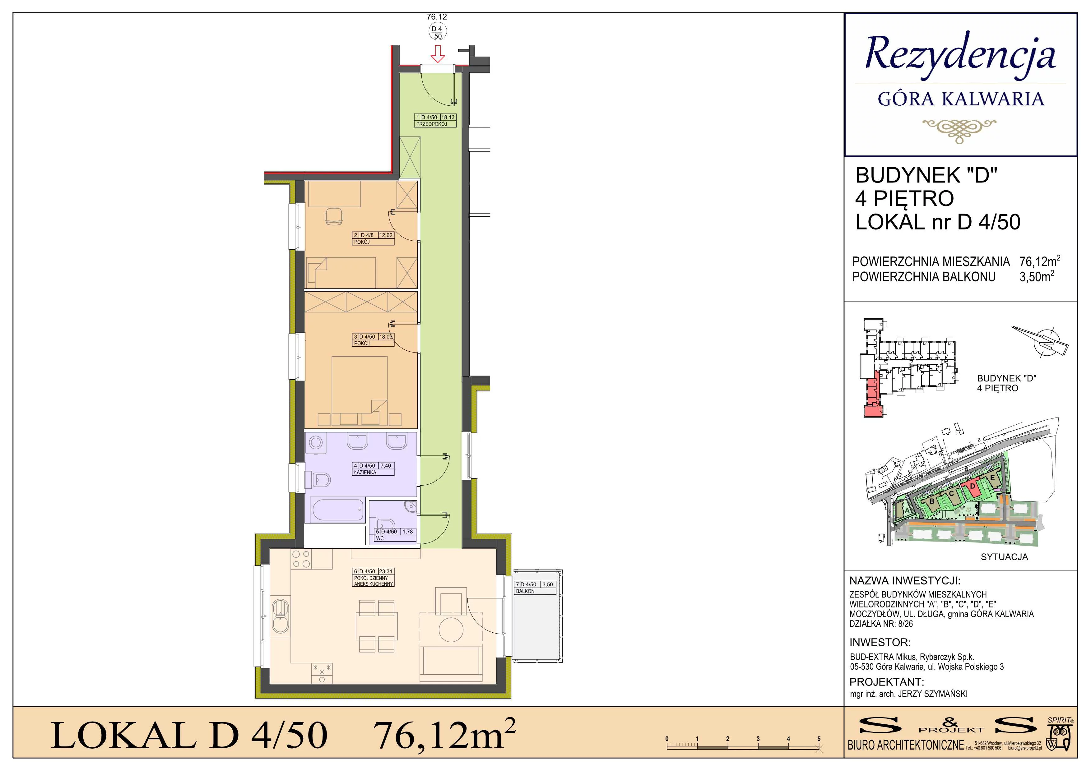 3 pokoje, mieszkanie 76,12 m², piętro 4, oferta nr 4/50, Rezydencja Góra Kalwaria Budynek D, Moczydłów, ul. Długa