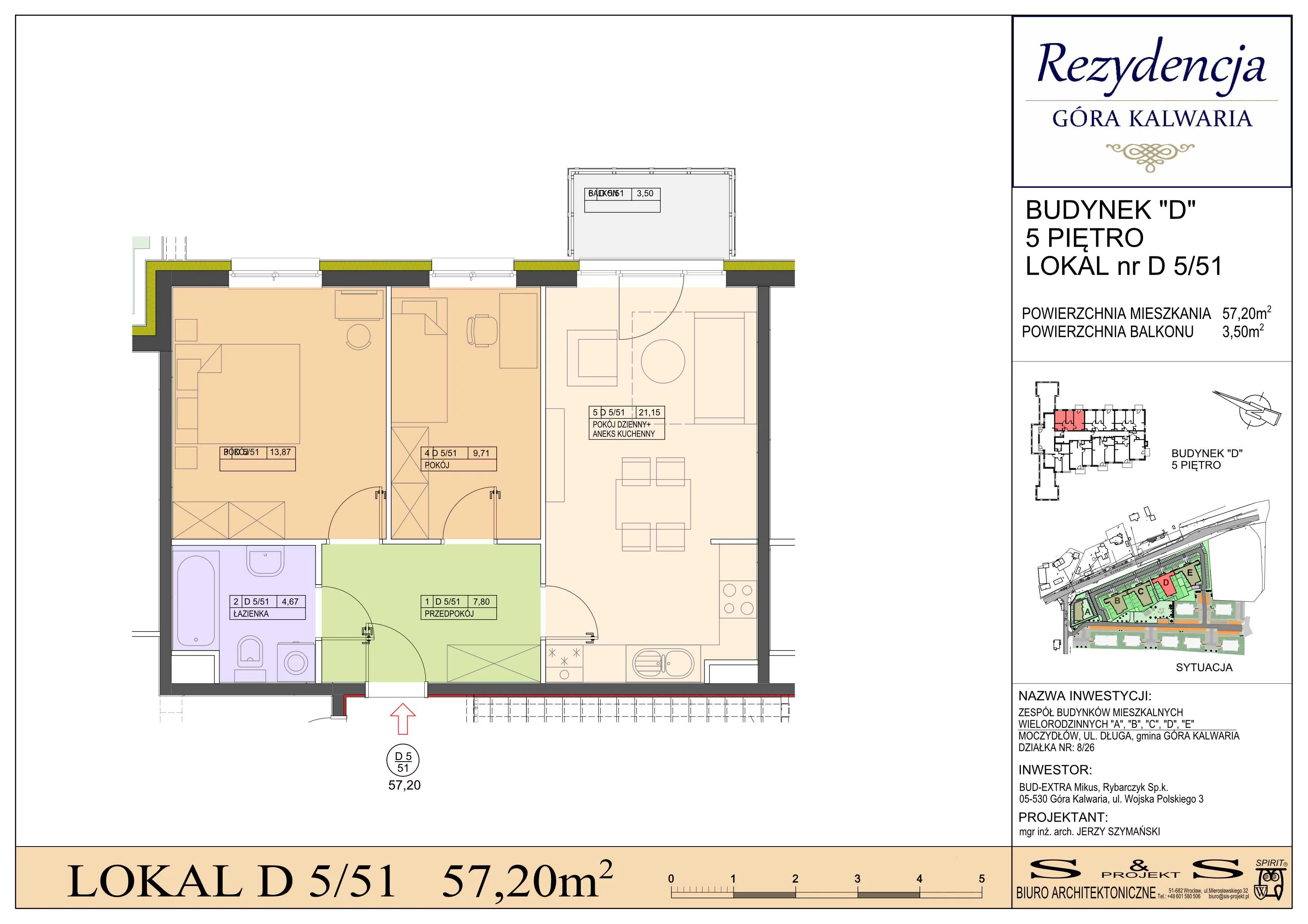 3 pokoje, mieszkanie 57,20 m², piętro 5, oferta nr 5/51, Rezydencja Góra Kalwaria Budynek D, Moczydłów, ul. Długa