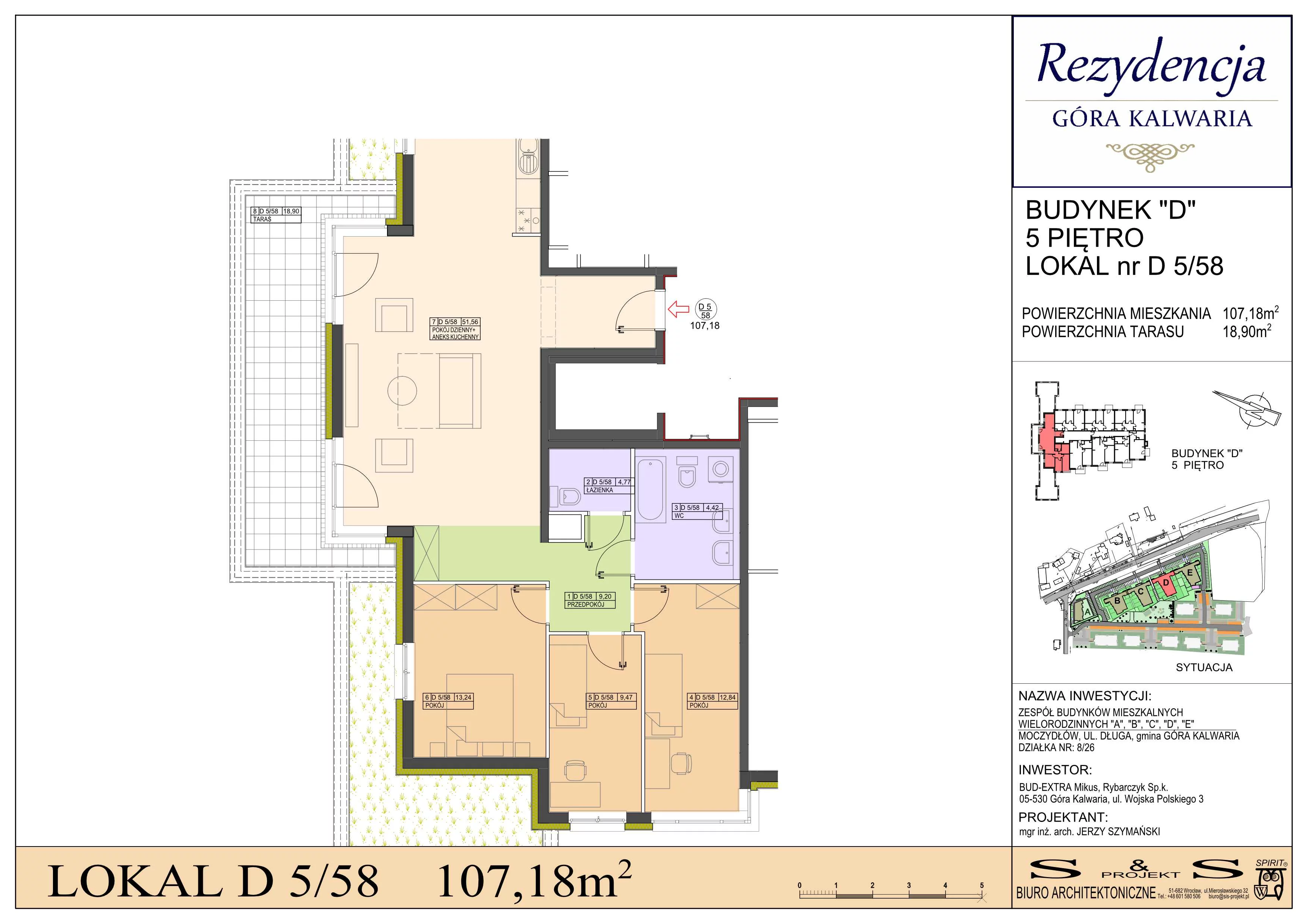 4 pokoje, mieszkanie 106,11 m², piętro 5, oferta nr 5/58, Rezydencja Góra Kalwaria Budynek D, Moczydłów, ul. Długa