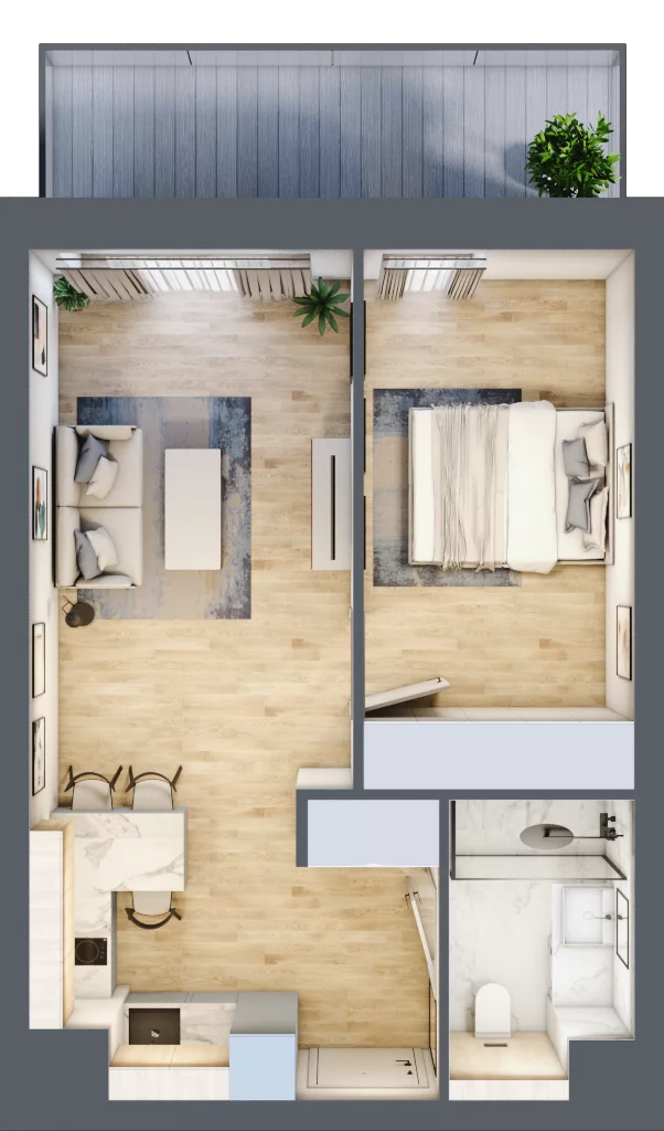 2 pokoje, apartament inwestycyjny 40,97 m², piętro 2, oferta nr A/3/03, Sand and Sky Apartments, Międzyzdroje, ul. Gryfa Pomorskiego