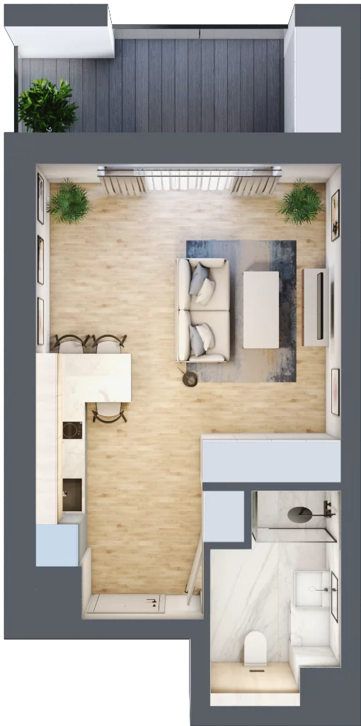 1 pokój, apartament 29,58 m², piętro 3, oferta nr A/4/01, Sand and Sky Apartments, Międzyzdroje, ul. Gryfa Pomorskiego