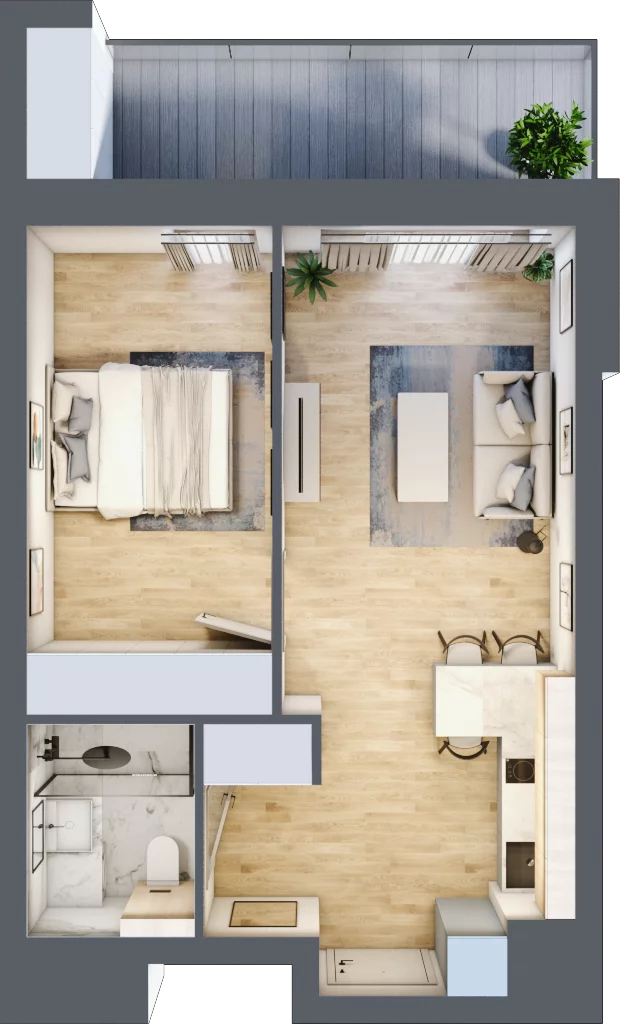 2 pokoje, apartament inwestycyjny 39,59 m², piętro 2, oferta nr A/3/15, Sand and Sky Apartments, Międzyzdroje, ul. Gryfa Pomorskiego
