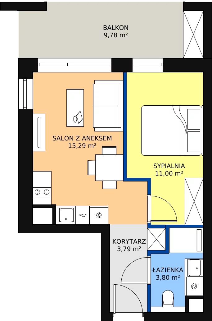 Zalety apartamentu 33.88 m², A/3/14