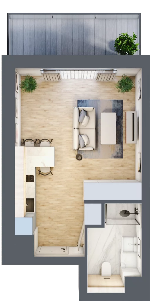 1 pokój, apartament 29,58 m², piętro 2, oferta nr A/3/01, Sand and Sky Apartments, Międzyzdroje, ul. Gryfa Pomorskiego