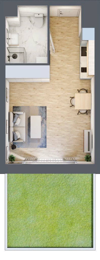 1 pokój, apartament 32,49 m², parter, oferta nr A/1/08, Sand and Sky Apartments, Międzyzdroje, ul. Gryfa Pomorskiego