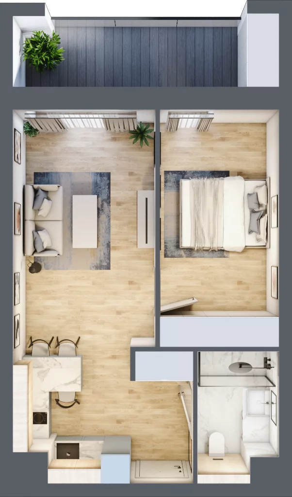 2 pokoje, apartament 40,97 m², piętro 1, oferta nr A/2/03, Sand and Sky Apartments, Międzyzdroje, ul. Gryfa Pomorskiego