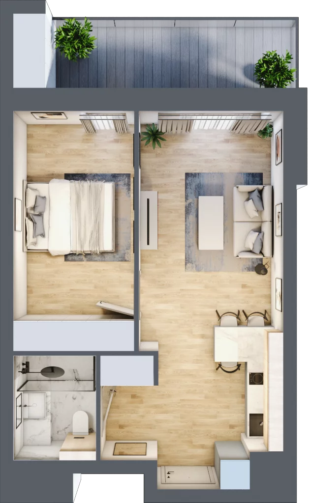 2 pokoje, apartament inwestycyjny 39,57 m², piętro 1, oferta nr A/2/15, Sand and Sky Apartments, Międzyzdroje, ul. Gryfa Pomorskiego