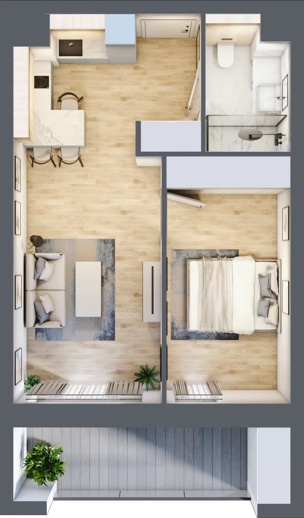 2 pokoje, apartament inwestycyjny 42,25 m², piętro 1, oferta nr B/2/03, Sand and Sky Apartments, Międzyzdroje, ul. Gryfa Pomorskiego