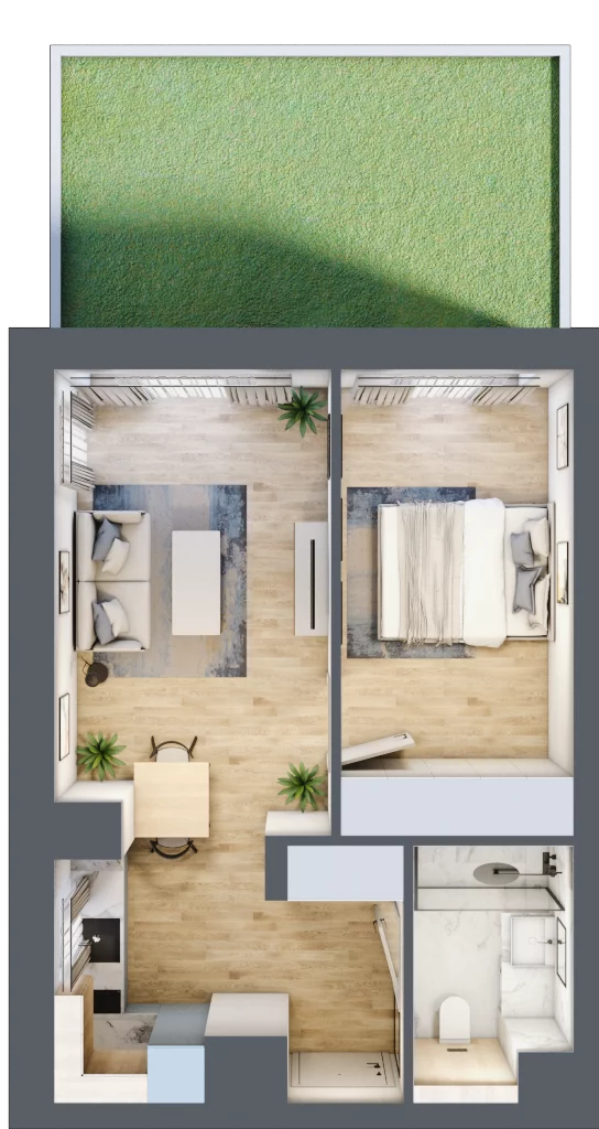 2 pokoje, apartament 40,21 m², parter, oferta nr B/1/10, Sand and Sky Apartments, Międzyzdroje, ul. Gryfa Pomorskiego