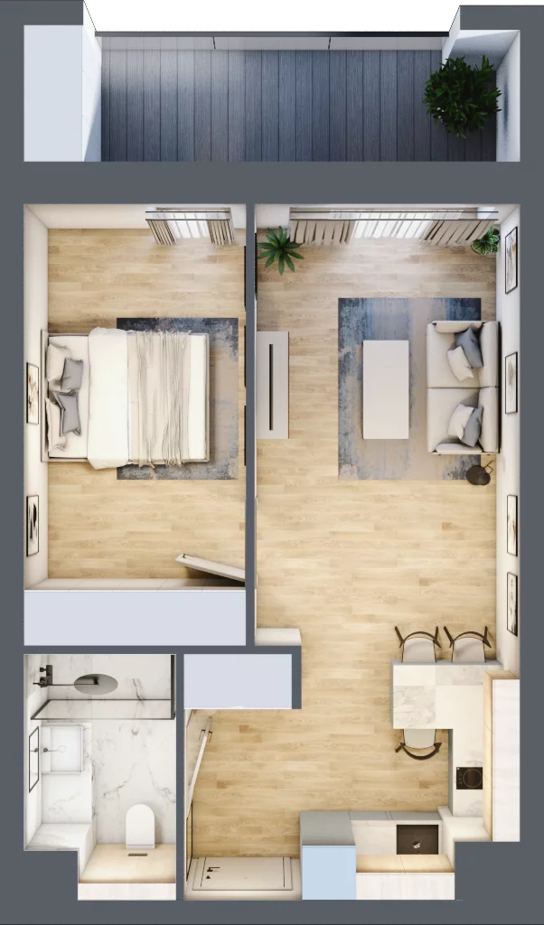 2 pokoje, apartament inwestycyjny 42,00 m², piętro 1, oferta nr B/2/11, Sand and Sky Apartments, Międzyzdroje, ul. Gryfa Pomorskiego