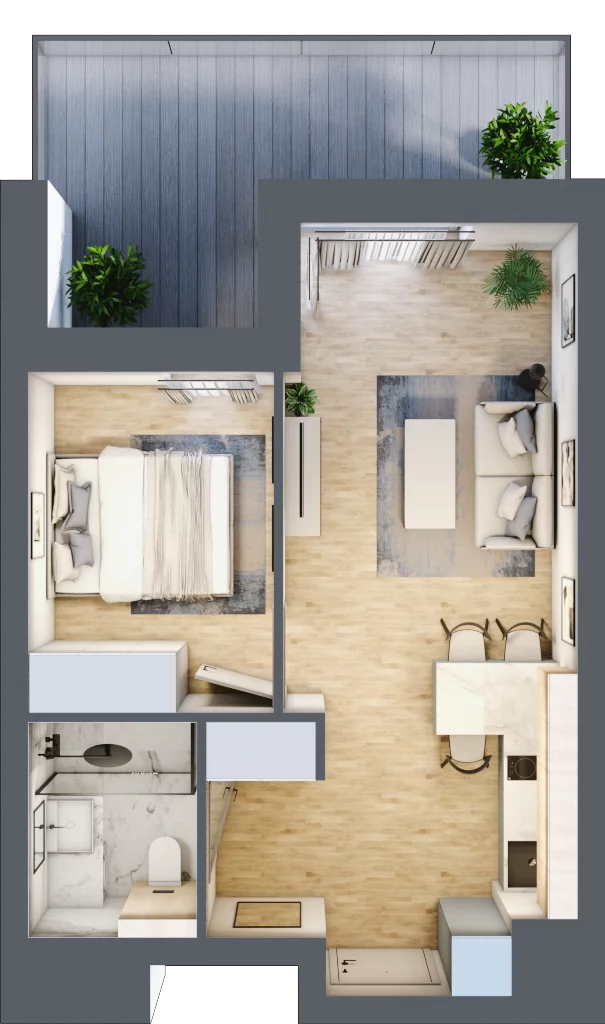 2 pokoje, apartament 35,59 m², piętro 5, oferta nr B/6/05, Sand and Sky Apartments, Międzyzdroje, ul. Gryfa Pomorskiego