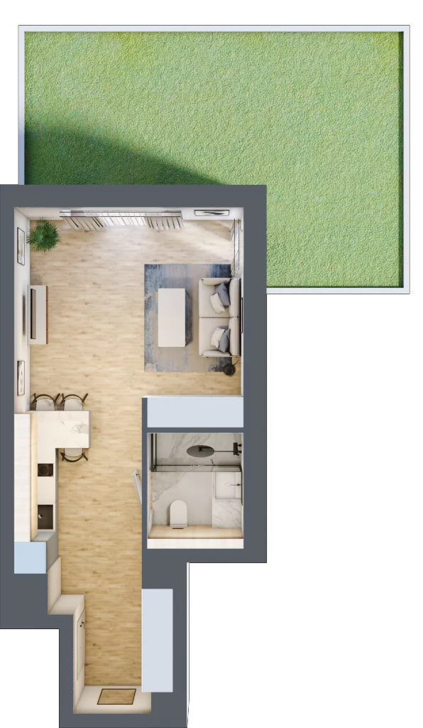 1 pokój, apartament 34,31 m², parter, oferta nr B/1/07, Sand and Sky Apartments, Międzyzdroje, ul. Gryfa Pomorskiego