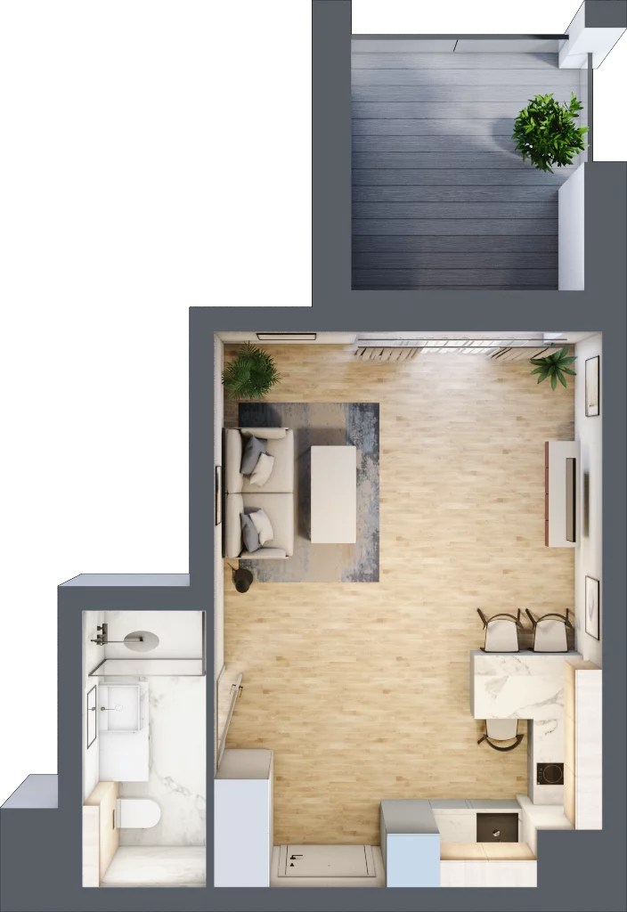1 pokój, apartament 31,37 m², piętro 3, oferta nr B/4/07, Sand and Sky Apartments, Międzyzdroje, ul. Gryfa Pomorskiego