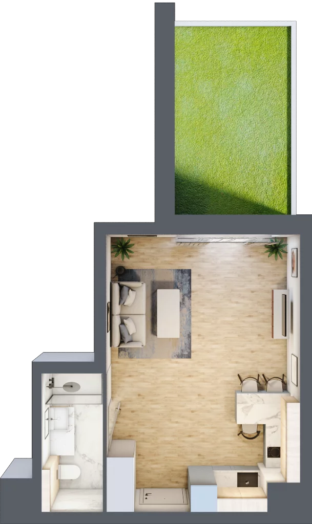 1 pokój, apartament inwestycyjny 32,01 m², parter, oferta nr B/1/06, Sand and Sky Apartments, Międzyzdroje, ul. Gryfa Pomorskiego
